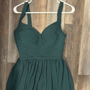 Azazie Floor Length Formal Dress. Pine Colour. Mid-Thigh Slit. Women’s Size 0.